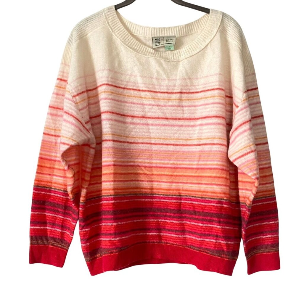 Anthropologie Saturday Sunday 100% Cashmere LS Sweater Sz S Striped Crew NWOT